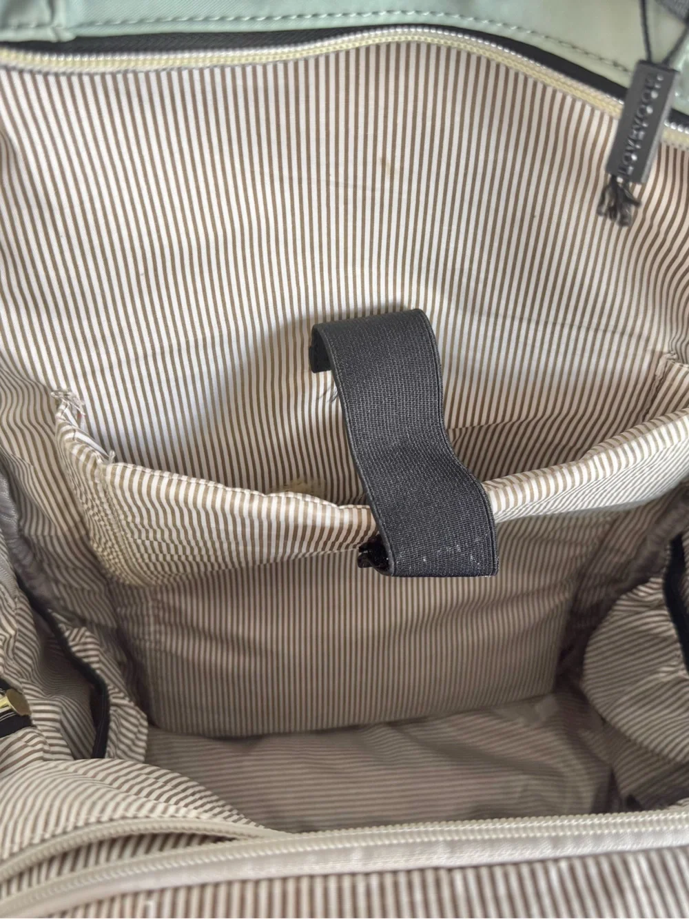 LOVEVOOK Mint Green Quilted Backpack Diaper Travel Bag USB Gold Hardware